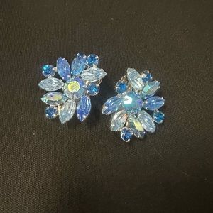 Sherman Vintage Clip On Blue Earrings